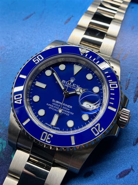 rolex submariner white gold price|rolex submariner smurf white gold.